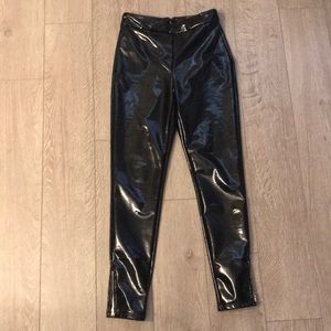 High waisted patent leather pants